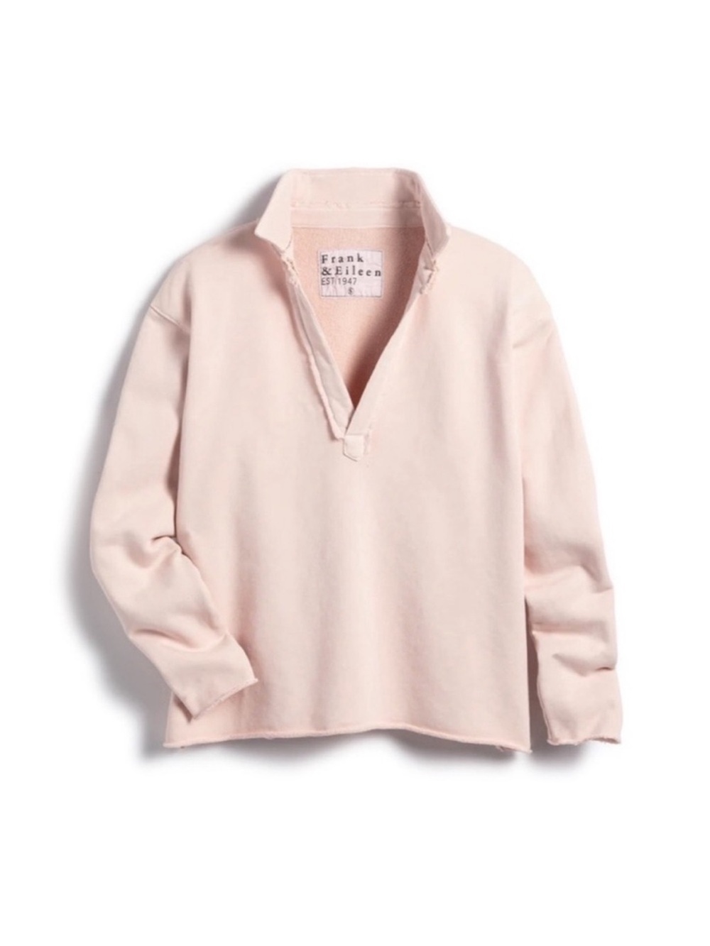 FRANK & EILEEN Patrick Popover Henley Sweatshirt in Light Pink / Vintage Rose XS - Picture 6 of 13
